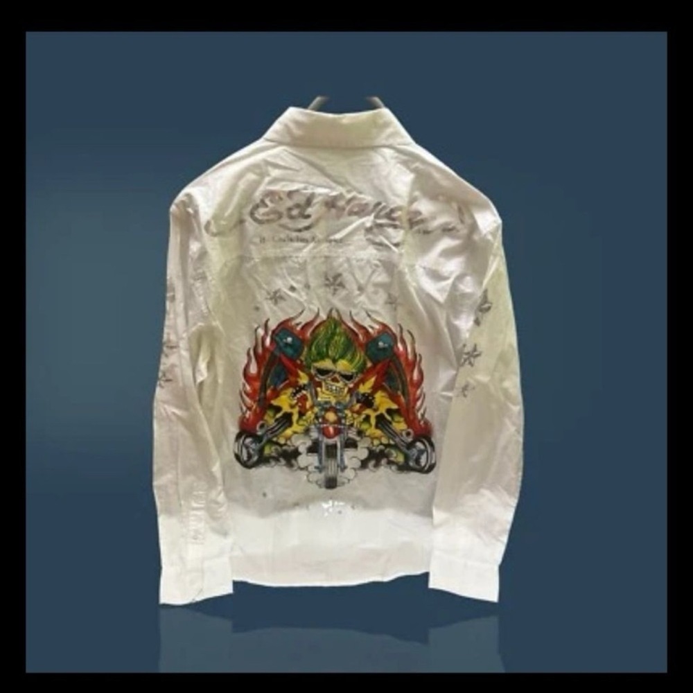 Ed Hardy White Shirt with Black Tattoo Print size L